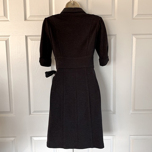 Nanette Lepore Faux Wrap Wool Dress Size 0 **Dark Grey** - Picture 2 of 5